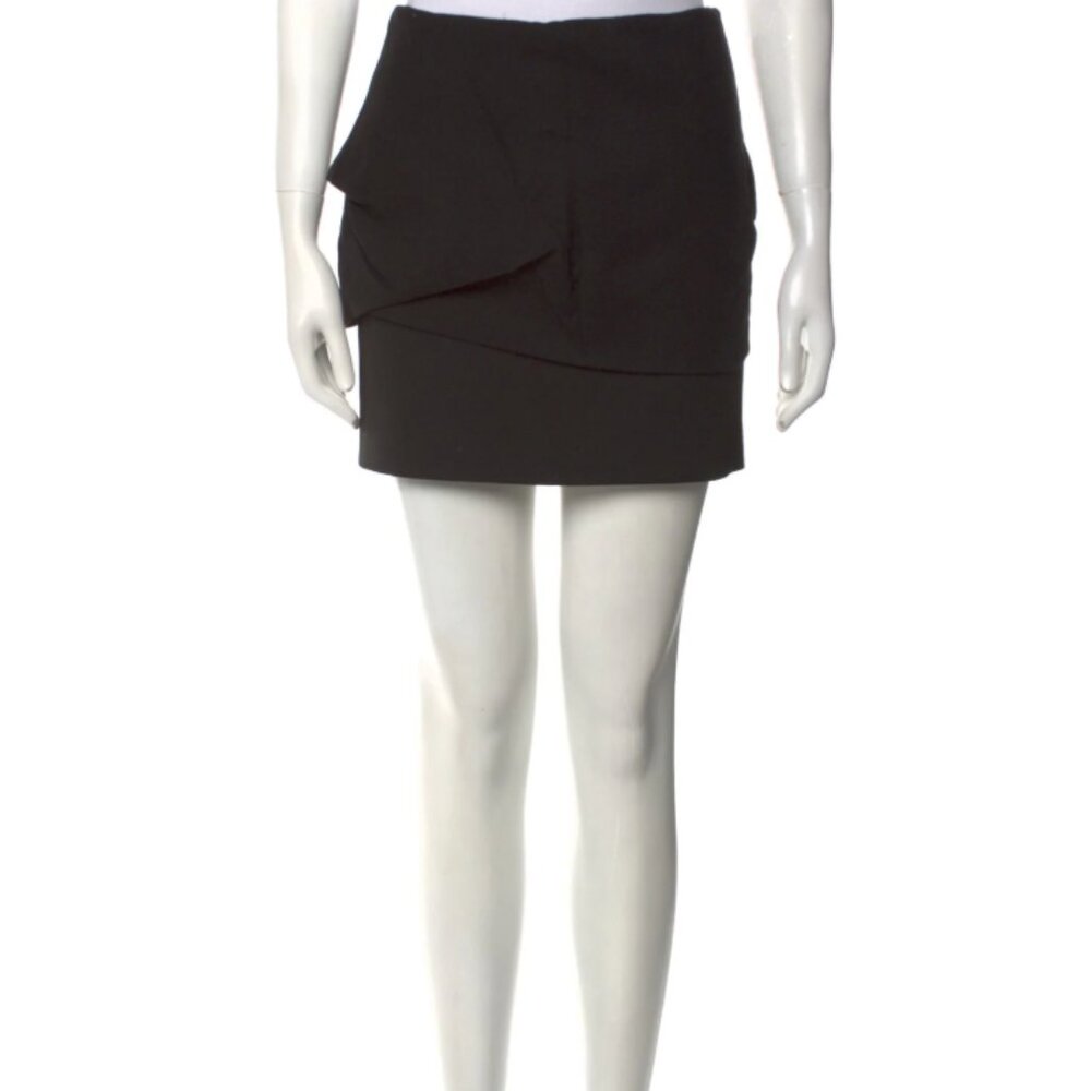 Maje Pleated Accents Wool Mini Skirt